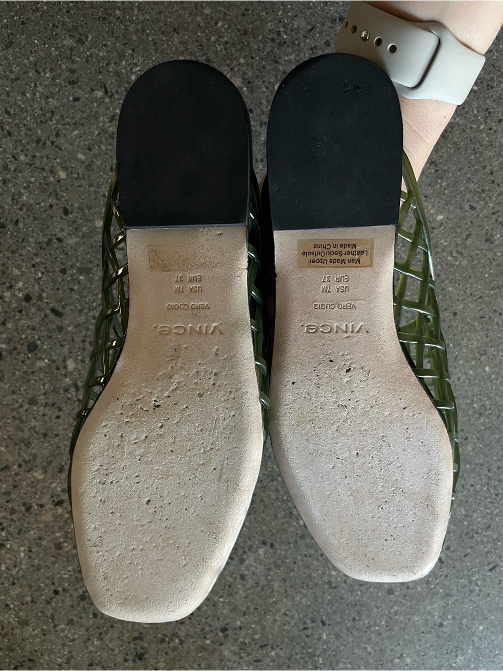 Vince Barcelona Jelly Sandals Chive Green Size 7 Slip On - Picture 4 of 7